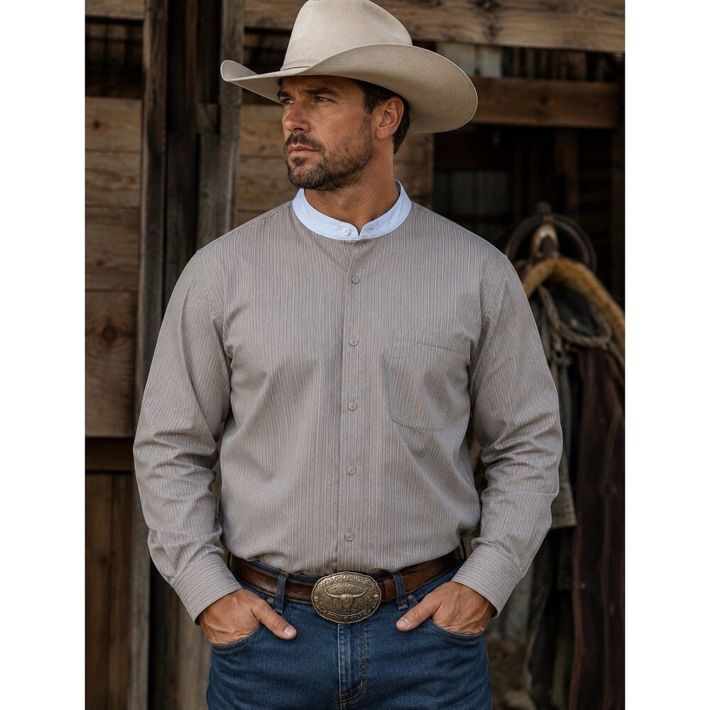 Scully Band Collar Button Up Long Sleeve Shirt Mens XL Western Cowboy Ranch